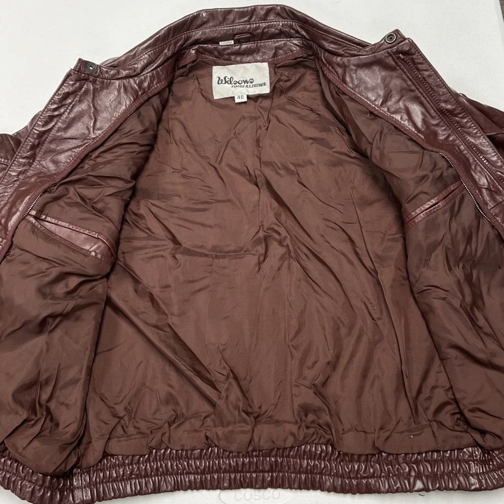 Wilsons Leather Bomber Jacket Mens 40 Burgundy Vintage Western 94530